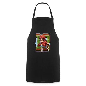 Anniversaire de football américain - 12 ans - Tablier de cuisine - noir - Devant - AI Model Male 185 dark (185cm)