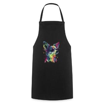 Chihuahua | Abstrakte Malerei | Farbe | Niedlicher - Kochschürze - Schwarz - Vorne - AI Model Male 185 dark (185cm)