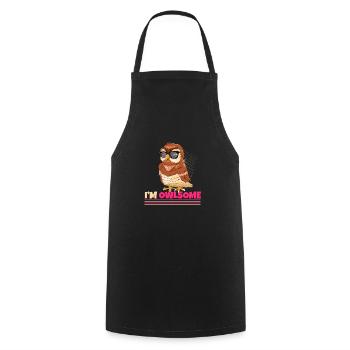 Je suis hibou cool hibou amoureux ornithologue oiseaux de - Tablier de cuisine - noir - Devant - AI Model Male 185 dark (185cm)