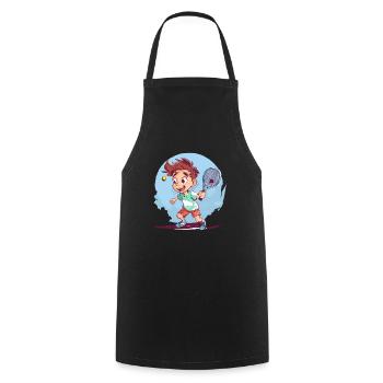 Tennis Playing Boy - Children's Tennis - Cooking Apron - black - Front - AI Model Male 185 dark (185cm)