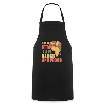 Afro Black Girl Pride Afro Girl Afrocentrique - Tablier de cuisine - noir - Devant - AI Model Male 185 dark (185cm)