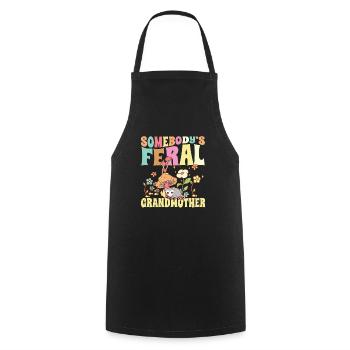 Somebody's Feral Grandmother Wild Family Grandma - Cooking Apron - black - Front - AI Model Male 185 dark (185cm)