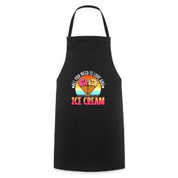 All you need is love and ice cream - Cooking Apron - black - Front - AI Model Male 185 dark (185cm)