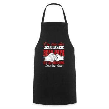 Cadeau Beau-Papa Beau-Père Fête des Pères Famille - Tablier de cuisine - noir - Devant - AI Model Male 185 dark (185cm)