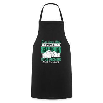 Papa Et Beau Papa Fête des Pères - Tablier de cuisine - noir - Devant - AI Model Male 185 dark (185cm)