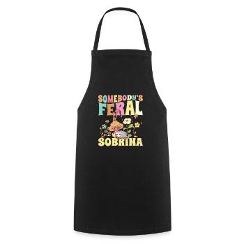 Somebody's Feral Sobrina Spanish Niece Wild - Cooking Apron - black - Front - AI Model Male 185 dark (185cm)