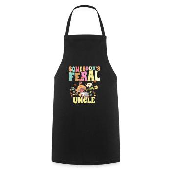 Somebody's Feral Uncle Wild Family Groovy - Cooking Apron - black - Front - AI Model Male 185 dark (185cm)