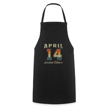 Geburtstag: April 2014 - Limited Edition Retro - Kochschürze - Schwarz - Vorne - AI Model Male 185 dark (185cm)