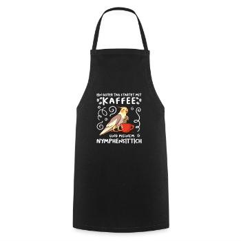 Piepmatz Ein guter Tag startet mit Kaffee Sittich - Kochschürze - Schwarz - Vorne - AI Model Male 185 dark (185cm)