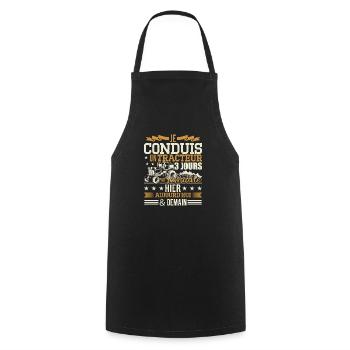 Fermier Tracteur Humour Homme Paysan - Tablier de cuisine - noir - Devant - AI Model Male 185 dark (185cm)
