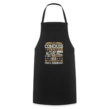 Fermier Tracteur Paysan Agriculteur - Tablier de cuisine - noir - Devant - AI Model Male 185 dark (185cm)