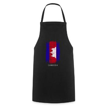 Souvenir avec le drapeau du pays du Cambodge - Tablier de cuisine - noir - Devant - AI Model Male 185 dark (185cm)