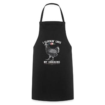 I Cluckin Love My Chickens | Hen | Farming - Cooking Apron - black - Front - AI Model Male 185 dark (185cm)