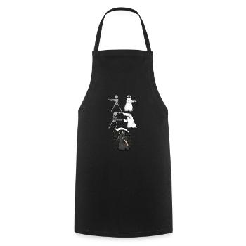 Mort fantôme squelette - Tablier de cuisine - noir - Devant - AI Model Male 185 dark (185cm)