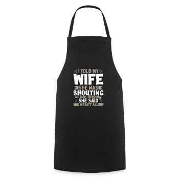 Wife Husband Joke - Cooking Apron - black - Front - AI Model Male 185 dark (185cm)