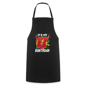 17th Birthday Watermelon Summer Gift - Cooking Apron - black - Front - AI Model Male 185 dark (185cm)