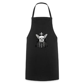 Chihuahua - Chien Pape Église Prêtre Catholique - Tablier de cuisine - noir - Devant - AI Model Male 185 dark (185cm)