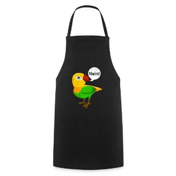 Liebesvögel Nein! sturre Vögel Lovebirds Papageien - Kochschürze - Schwarz - Vorne - AI Model Male 185 dark (185cm)