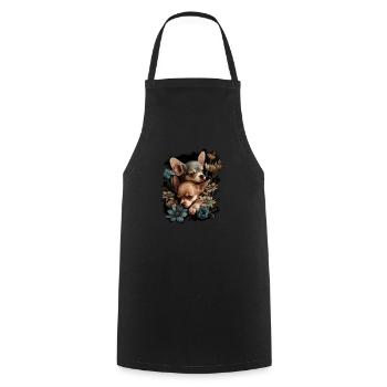 Chihuahua Welpen - Niedliche kleine Hunde Liebe - Kochschürze - Schwarz - Vorne - AI Model Male 185 dark (185cm)