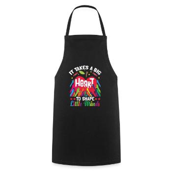 It Takes A Big Heart To Shape Little Minds - Cooking Apron - black - Front - AI Model Male 185 dark (185cm)