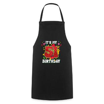 51st Birthday Watermelon - Cooking Apron - black - Front - AI Model Male 185 dark (185cm)