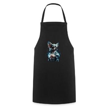Chihuahua - Fitness Bodybuilding Gym Dog Sixpack - Cooking Apron - black - Front - AI Model Male 185 dark (185cm)
