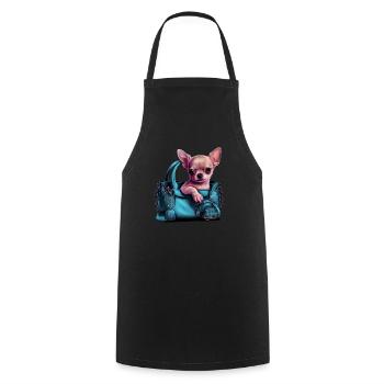 Chihuahua | Türkis Handtasche Welpe Girlie - Kochschürze - Schwarz - Vorne - AI Model Male 185 dark (185cm)