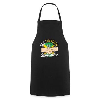 Not Jamaican But Supportive Country Traveler - Cooking Apron - black - Front - AI Model Male 185 dark (185cm)