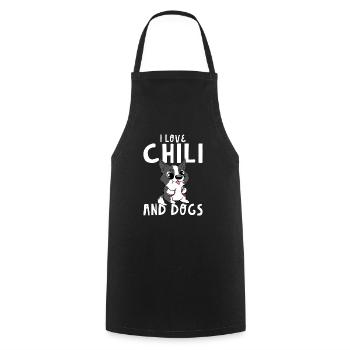 Spicy Food Pepper Funny Cute I Love Chili And Dogs - Kochschürze - Schwarz - Vorne - AI Model Male 185 dark (185cm)