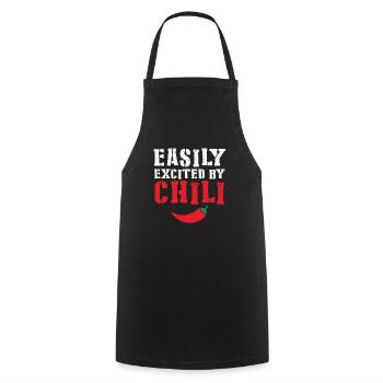 Funny Easily Excited By Chili Hot Spicy Food Red P - Cooking Apron - black - Front - AI Model Male 185 dark (185cm)