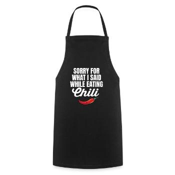Désolé pour ce que j’ai dit en mangeant du Chili Red Peppe - Tablier de cuisine - noir - Devant - AI Model Male 185 dark (185cm)