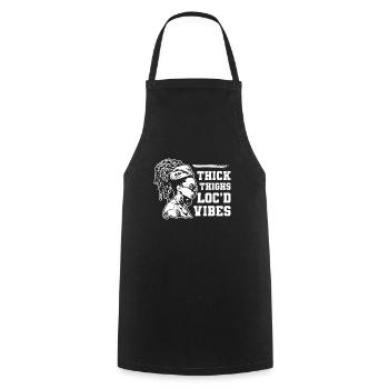 Thick Thighs Loc'd Vibes Afro Hair Black American - Cooking Apron - black - Front - AI Model Male 185 dark (185cm)