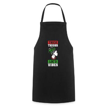 Thick Thighs Loc'd Vibes Afro Hair Black American - Cooking Apron - black - Front - AI Model Male 185 dark (185cm)
