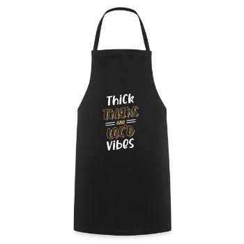 Thick Thighs Loc'd Vibes Afro Hair Black American - Cooking Apron - black - Front - AI Model Male 185 dark (185cm)