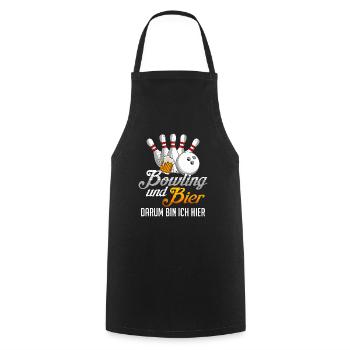 Bowling und Bier Darum bin ich hier Bierliebhaber - Kochschürze - Schwarz - Vorne - AI Model Male 185 dark (185cm)