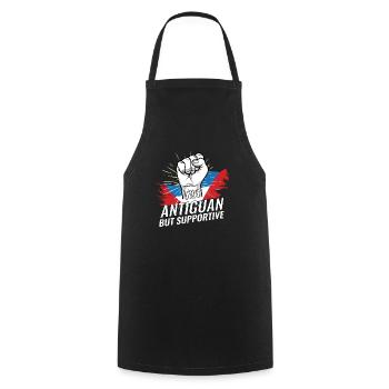 Pas antiguais mais favorable au drapeau d’Antigua - Tablier de cuisine - noir - Devant - AI Model Male 185 dark (185cm)