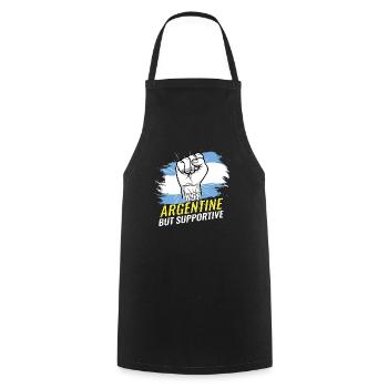 Pas argentin mais un drapeau argentin de soutien - Tablier de cuisine - noir - Devant - AI Model Male 185 dark (185cm)