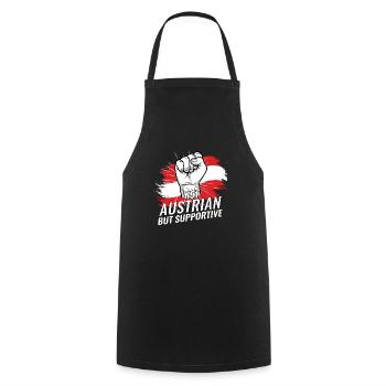Not Austrian But Supportive Austria Flag Country - Cooking Apron - black - Front - AI Model Male 185 dark (185cm)