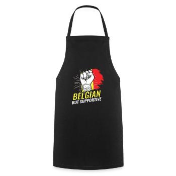 Not Belgian But Supportive Belgium Flag Country - Cooking Apron - black - Front - AI Model Male 185 dark (185cm)