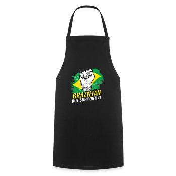 Pas brésilien mais favorable au Brésil Pays du drapeau - Tablier de cuisine - noir - Devant - AI Model Male 185 dark (185cm)