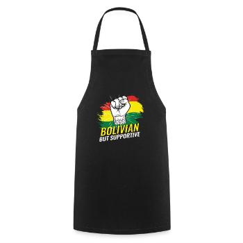 Not Bolivian But Supportive Bolivia Flag Country - Kochschürze - Schwarz - Vorne - AI Model Male 185 dark (185cm)
