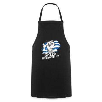 Not Greek But Supportive Greece Flag Country - Cooking Apron - black - Front - AI Model Male 185 dark (185cm)