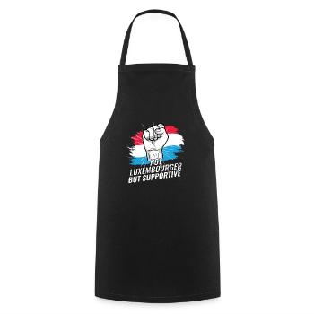 Pas luxembourgeois mais favorable au drapeau luxembourgeois - Tablier de cuisine - noir - Devant - AI Model Male 185 dark (185cm)