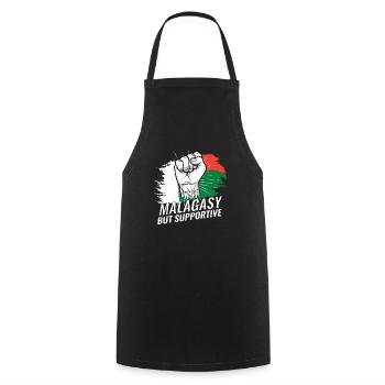 Pas malgache mais favorable au drapeau de Madagascar - Tablier de cuisine - noir - Devant - AI Model Male 185 dark (185cm)