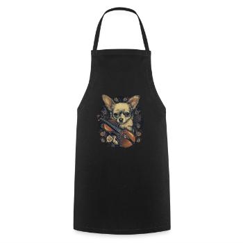 Chihuahua | Aloha Ukulélé Hawaï Guitare Chien - Tablier de cuisine - noir - Devant - AI Model Male 185 dark (185cm)