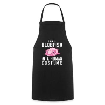 Costume de Blobfish - Visage de poisson Blob laid - - Tablier de cuisine - noir - Devant - AI Model Male 185 dark (185cm)