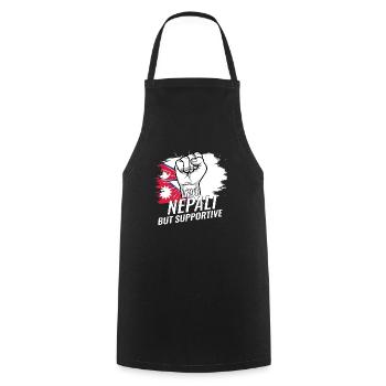 Not Nepali But Supportive Nepal Flag Country - Cooking Apron - black - Front - AI Model Male 185 dark (185cm)