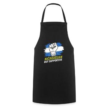 Pas nicaraguayen mais un drapeau du Nicaragua favorable - Tablier de cuisine - noir - Devant - AI Model Male 185 dark (185cm)