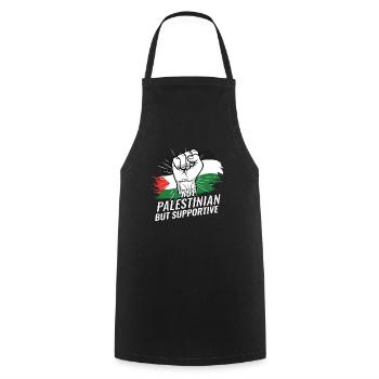 Not Palestinian But Supportive Palestine Flag - Cooking Apron - black - Front - AI Model Male 185 dark (185cm)