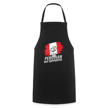 Pas péruvien mais favorable au Pérou - Tablier de cuisine - noir - Devant - AI Model Male 185 dark (185cm)